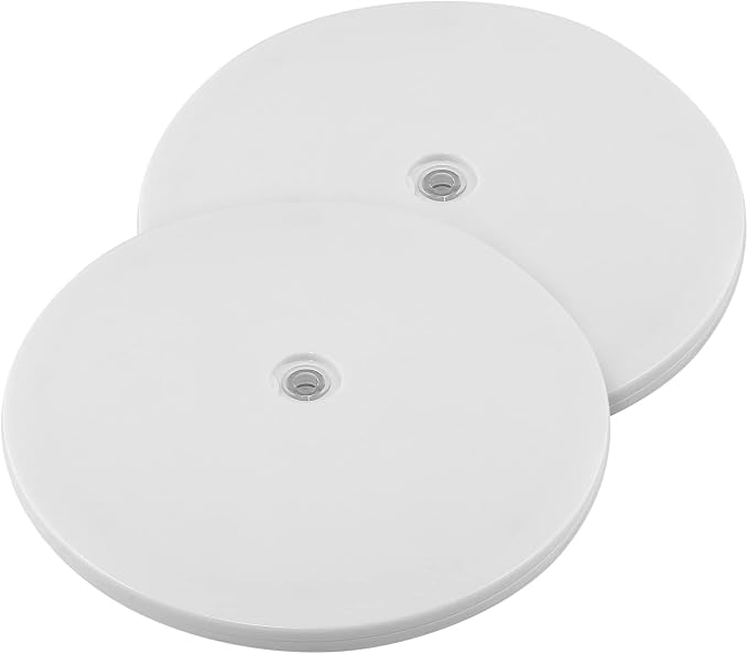Jersvims 6 Inch Acrylic Turntable Platter, White, 2Pcs | Round Rotating Plate, For Kitchen Pantry Cabinet Desk Rack, Spice Cake Cookie Decorating