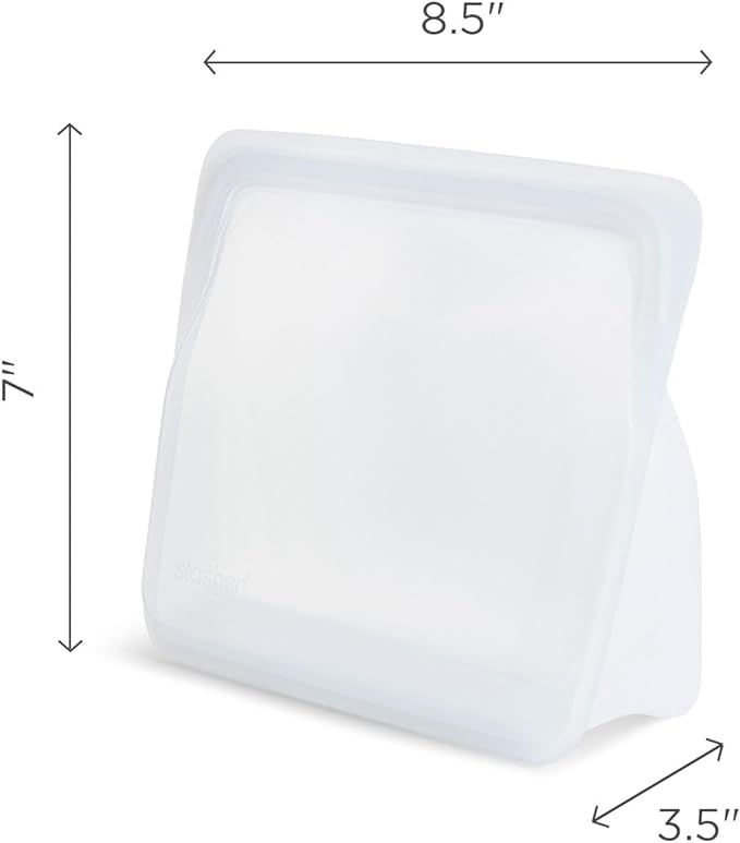 Stasher Platinum Silicone Food Grade Reusable Storage Bag, Clear (Stand-Up Mid) | Reduce Single-Use Plastic | Cook, Store, Sous Vide, or Freeze | Leakproof, Dishwasher-Safe, Eco-friendly | 56 Oz
