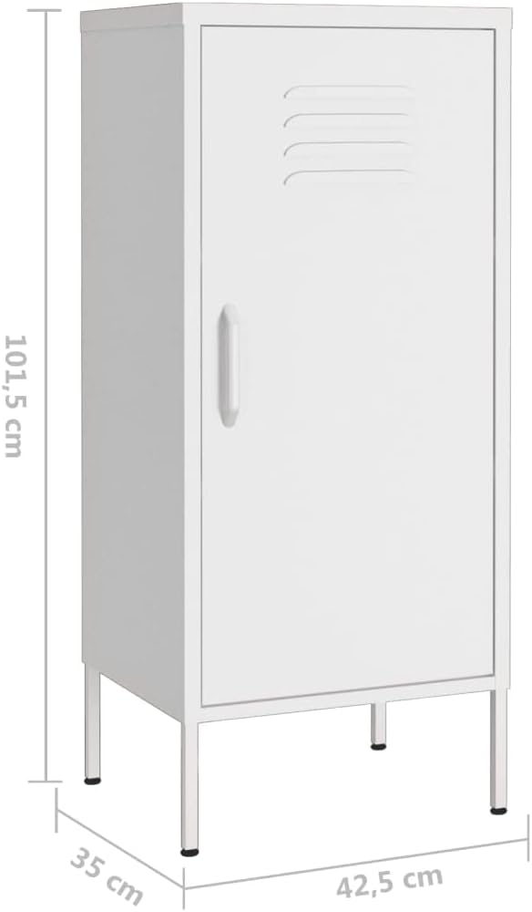 Modern Storage Cabinet with Adjustable Shelves, White Minimalist Steel Organizer for Living Room and Bedroom, Sturdy Construction for Books and Decor