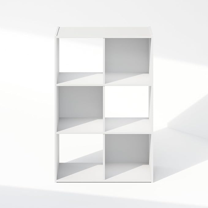 HomeStock Modern Minimalism Cubic Storage Cabinet, Bookcase, Bookshelf White/6 Cube