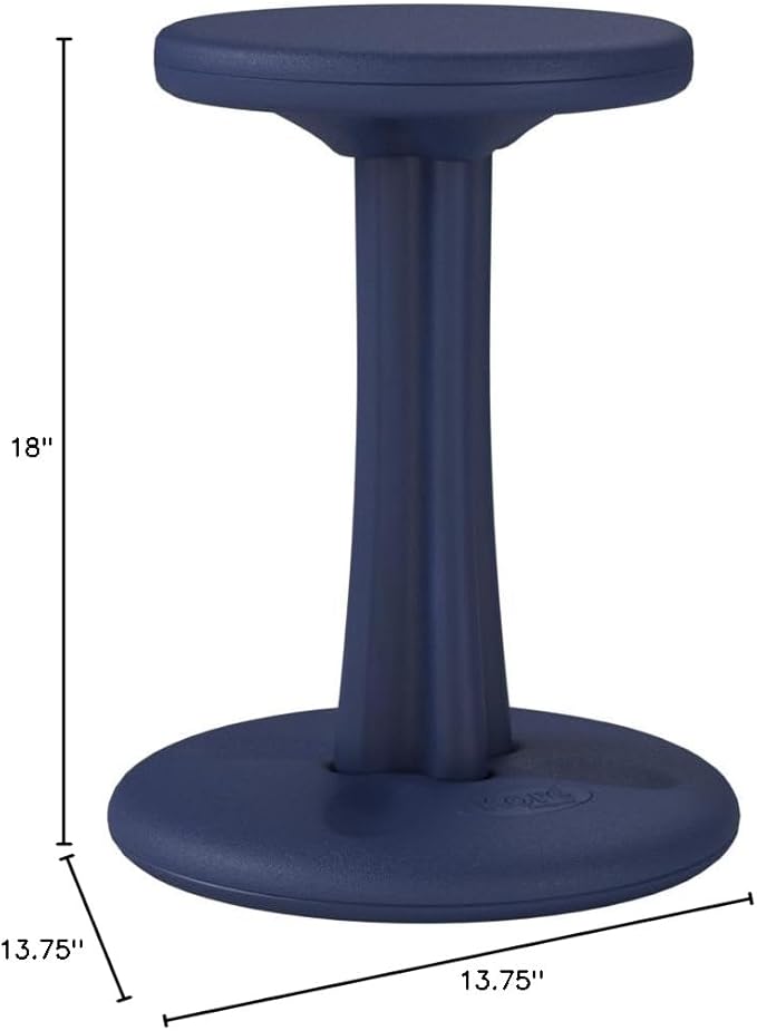 KORE DESIGN Wobble Stool Chair, Girls + Boys Kid Desk Stools, Ergonomic Small Office Chairs, Flexible Seating Active Kids, ADD/ADHD, Classroom, School, Home, Pre-Teen (18.7in), Age 10-11 yr, Dark Blue