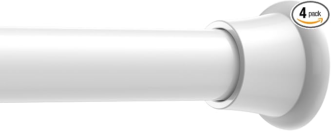 Tension Curtain Rod 30-76Inch,white Tension Rod for Windows Shower Curtain Rods No Drilling Spring Adjustable Curtain Rods for Windows,Doorway,Bathroom,Closet,7/8" Diameter