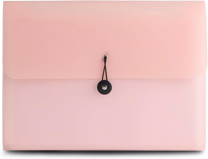 Expanding File Folder File Organizer 13 Pocketsr Accordion Filing Folder for Documents Aesthetic Paper Organizer Folder for Work, School, Home, Office (Transparancy Pink)