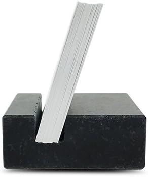 Black Granite Business Card Holder – Square Desk | Square business card holder crafted from premium black absolute granite. Sophisticated desktop display for the office.