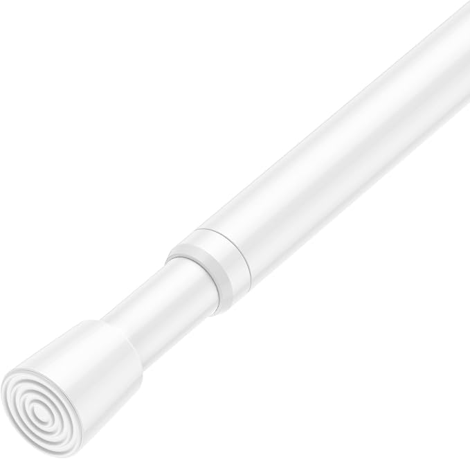 Tension Curtain Rod for Window 26 to 46 Inch Adjustable Spring Loaded Curtain Rods No Drilling Spring Tension Rods for Curtain Door Doorway Closet Kitchen Bathroom, White
