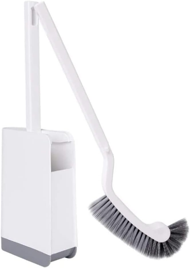 Toilet Brush Plastic Toilet Brush Holder Arc Shape Long Handle Soft Hair Toilet Cleaning Set Home Bathroom Toilet Brush and Holder Toilet Tools (Color : Grey) (Grey White)