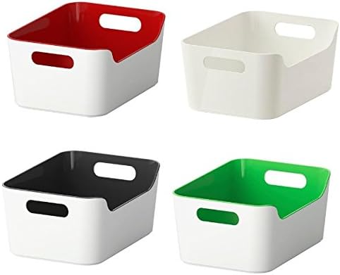 Open Storage Box,Kitchen Cabinet and Pantry Storage Organizer Bin - Two Cut-Out Handles That Make 9.4 x 6.75 x 4.3 Inches (Black /White)