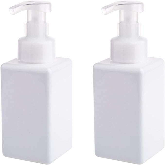 Foaming Soap Dispenser, 22oz Plastic Refillable Pump Bottle, 2 Pack, White | Hand Dispenser for Liquid Soap, Shampoo & Body Wash – Saves Soap with Rich Foam, Reusable, Easy to Refill, BPA-Free