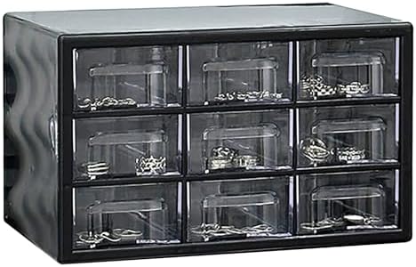 Elegant Jewelry Cabinet with 9 Clear Drawers, Stylish Jewelry Armoire & Organizer for Makeup, Office Supplies, Desk Storage - Chic White Design for Home Décor