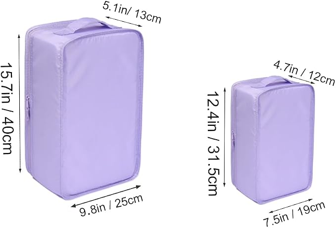 Travel Shoe Bags, Foldable Waterproof Shoe Pouches Organizer-Double Layer (2+2 Purple Shoebags)