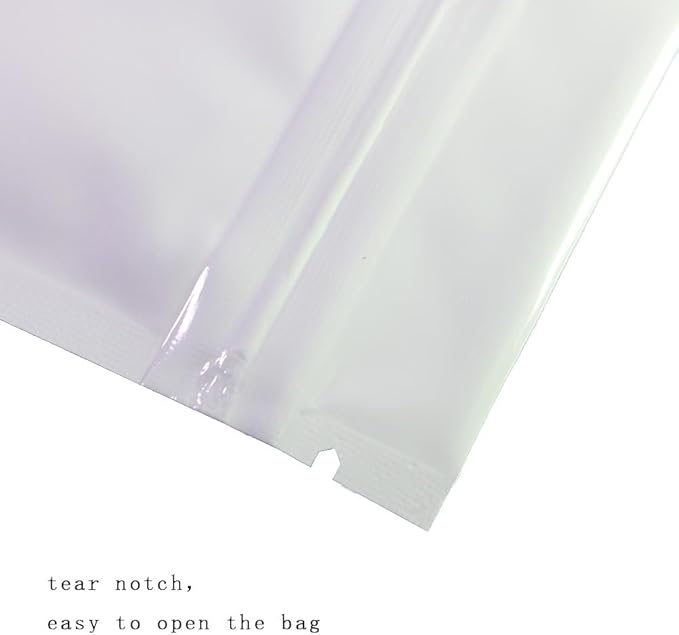 100PCS Customized Mylar Zipper Bags,Clear Front Resealable Packaging Pouches For Food Storage,Single Color Printing for Logo/Text/QR Code (White, 6.5 * 9CM/2.6"*3.5"-100PCS-One Color Print)