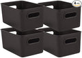Superio Ribbed Collection - Decorative Plastic Basket Open Home Storage Bins Organizer, Medium Brown (4 Pack) Container Boxes for Organizing Closet Storage Bins for Shelves Drawer Shelf 5 Liter