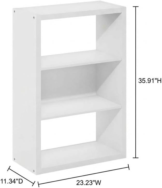 Furnifact White Bookcase with Modern Design, Sturdy Wood Construction, Stylish and Functional Storage Solution for Home Office or Living Room