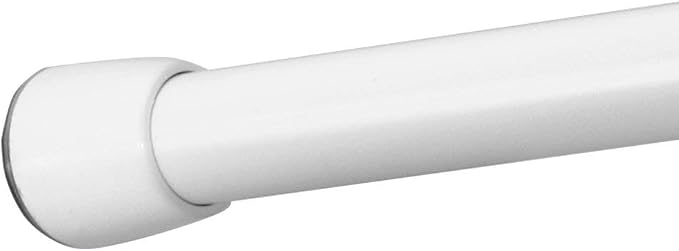 iDesign Cameo Metal Expandable Constant Tension Shower Curtain Rod for Master, Guest, Kids' Bathroom, Adjustable from 26-42", White