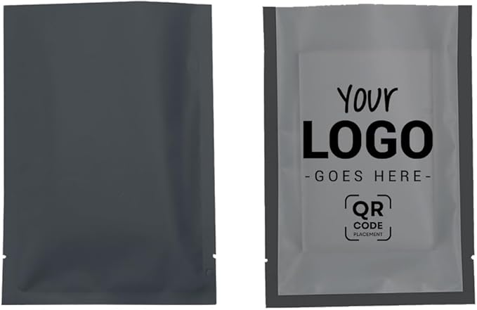 100PCS Customized Vacuum Heat Seal Bag,Open Top Packaging Bag with Clear Front,Single Color Printing for Logo/Text/QR Code (Black, 10 * 15CM/4.0"*6.0"-100PCS-One Color Print)