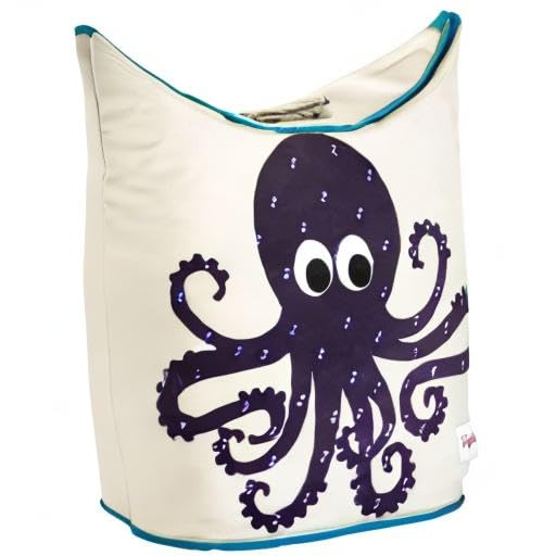 3 Sprouts Baby Laundry Basket for Nursery - Hamper with Handles/Lid, Large Storage Basket, Toy Bin, Room Decor - Kids Hamper, Baby Clothes Storage Organizer, Octopus