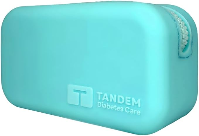 Sugar Medical Tandem Travel Case for t:Slim X2 & Mobi Pump Supplies, Silicone Diabetes Organizer with Compartments for Infusion Sets, Cartridges & Insulin Vial (Aqua) | Silicone Organizer, Compact Design, Infusion Set Storage, Cartridge Compartments, I...