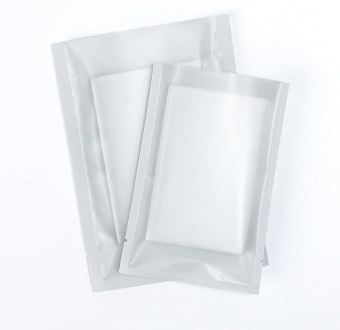 100PCS Customized Vacuum Heat Seal Bag,Open Top Packaging Bag with Clear Front,Single Color Printing for Logo/Text/QR Code (White, 13 * 18CM/5.0"*7.1"-100PCS-One Color Print)