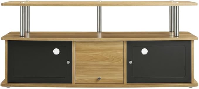 Furnifact Brown TV Stand with 3 Storage Cabinets and Shelf for TVs up to 55 Inches, Particle Board, Modern Style, Durable Construction, Space Saving Design