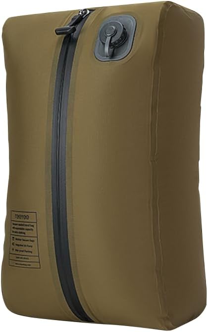 Reeyee Electric Vacuum Compression Bag, 20L Portable Travel Packing Cube with Built-in Pump, Type-C Rechargeable, Waterproof TPU, Saves 60% Space (1, Brown)