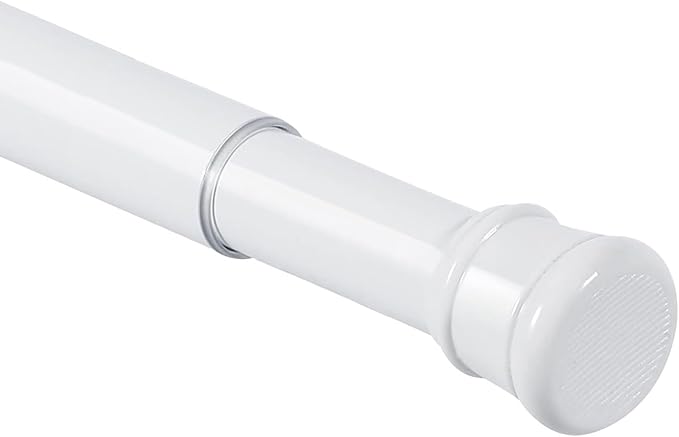 No Sectional Assembly Tension Curtain Rod 42-78 Inch | 1" Diameter Spring Long Adjustable Shower Curtain Rods for Bathroom Windows Closet No Drilling No Rust, White
