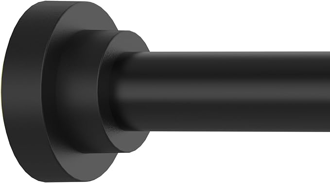 Thestoa Shower Curtain Rod Adjustable 43-92 inch, 1"Diameter Spring Tension Curtain Rod No Drill, Anti-Rust Non-Slip Shower Rod, Black Shower Curtain Rod for Bathroom Tension