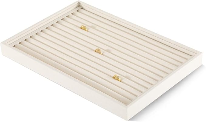Linen Stackable Ring Ear Studs Display Tray, Premium Rings Storage Tray, Jeweler Shop Counter Showcase Table Top Organizers, Makeup Table Drawer Insert Jewelry Tray