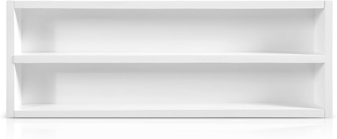 Chunful Vintage Spice Jar Wooden Rack White Minimalist 2-Tier Spice Shelf for 24 Jars, Village Style Wall Mounting Kitchen Storage Decorative Hanging Display Rack, Shelf Only