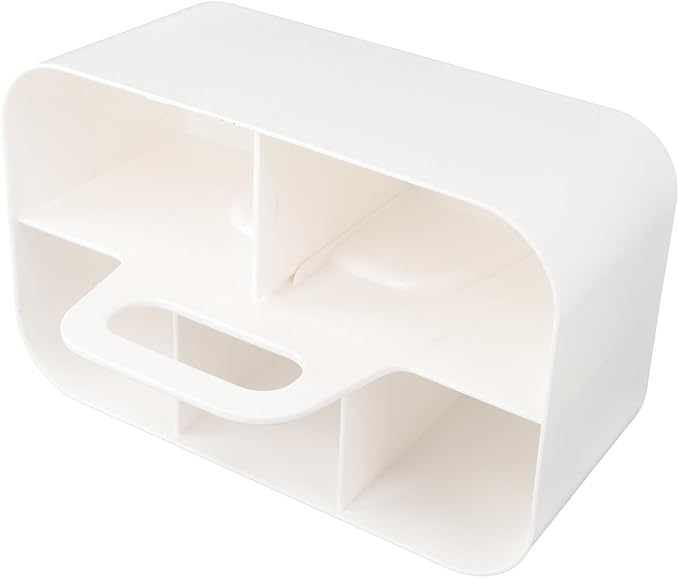 Stackable Storage Bins With Handles, Plastic Organiser Boxes For Desktop With Removable Divider, Multi Compartment Storage Trays For Makeup Art(White)