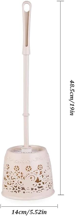 Toilet Brush Holder Toilet Bowl Brush Plastic Home Toilet Brush Holder Stand Guard Set Bathroom Cleaning Tools Cleaning Brush Long Handle Toilet Brush Toilet Brush Toilet Brush with Holder (Beige)