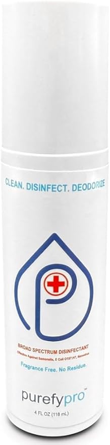 Purefypro Disinfectant Spray (4oz, 1pk) - Kills 99.9999% MRSA, E Coli, Norovirus, Flu and Hepatitis Viruses, HIV Virus, Viruses, VRE, Drug Resistant Germs, Fungi, No Rinse, No Residue