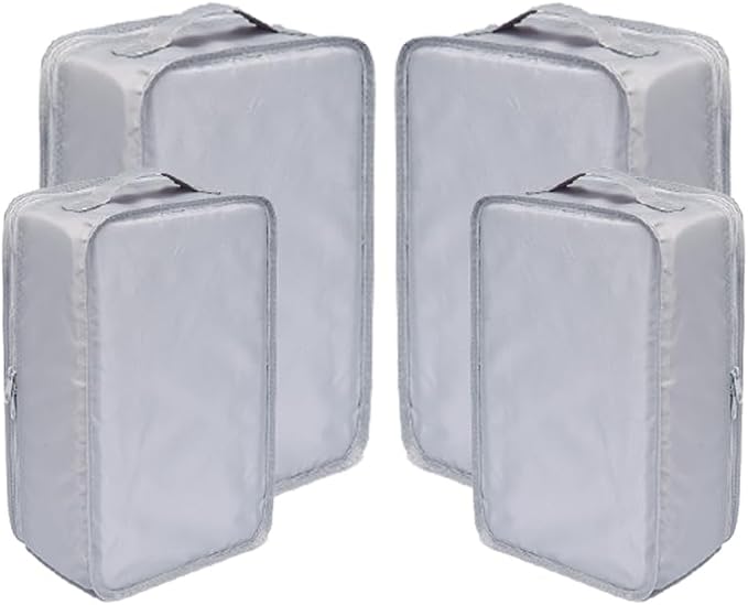 Travel Shoe Bags, Foldable Waterproof Shoe Pouches Organizer-Double Layer (2+2 Grey Shoebags)