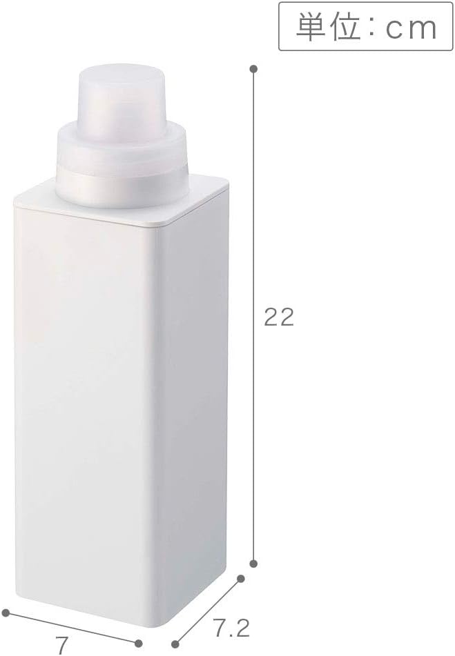 Yamazaki 4852 Magnetic Refill Laundry Bottle, White, Approx. 2.8 x 2.8 x 8.7 inches (7 x 7.2 x 22 cm), Tower Measuring Cap, Easy Refill, 16.9 fl oz (500 ml)