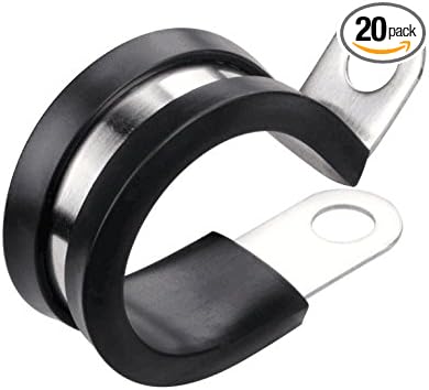 LOKMAN 20 Pack 2 Inches Stainless Steel Cable Clamp, Rubber Cushioned Insulated Clamp, Metal Tube Holder for Tube, Pipe or Wire Cord Installation