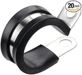LOKMAN 20 Pack 1-1/2 Inch Stainless Steel Cable Clamp, Rubber Cushioned Insulated Clamp, Conduit Wire Holder Strap Clips for Tube, Pipe or Wire Cord Installation