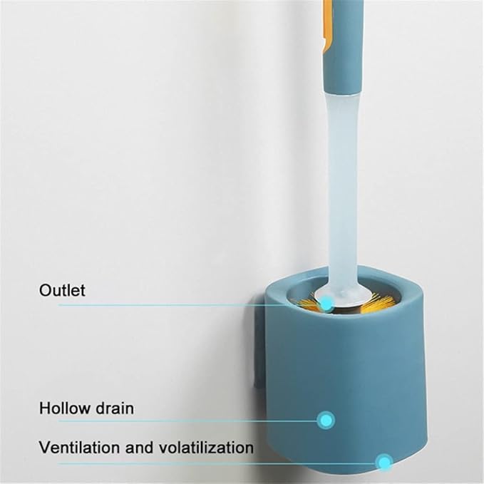 Toilet Brush Durable Cleaning Brush Perforated Wall-Mounted Spray Toilet Brush Dead Corner Long Handle Toilet Cleaning Brush for Home Bathroom Toilet Brush Holder (Blue) (Blue)