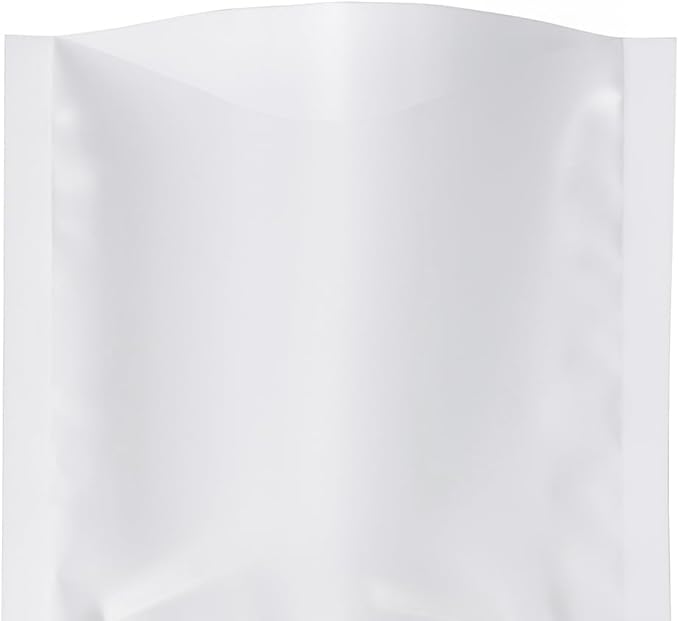 100PCS Customized Vacuum Heat Seal Bag,Open Top Packaging Bag with Clear Front,Single Color Printing for Logo/Text/QR Code (White, 10 * 15CM/4.0"*6.0"-100PCS-One Color Print)