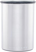 Planetary Design Airscape Stainless Steel Coffee Canister | Food Storage Container | US Patented Inner Plunger Lid REMOVES Excess Oxygen | Don't Buy airtight, Buy AIR-Less (Medium, Brushed Steel)