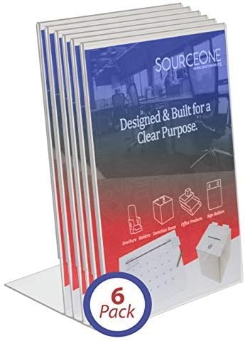 Best Value 8.5 X 11 Inches Thick Acrylic Slant Back Sign Holder Ad Frame Picture Frame, Clear Acrylic Perfect for Trade Shows, Museums, Retail Stores (6 Pack)
