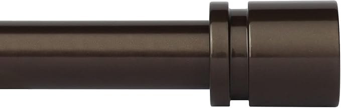 Byondeth Curtain Rods for Windows 16 to 120 Inches Adjustable Length 1 Inch Diameter Window Curtain Rod with Aluminium End Cap, Antique Bronze