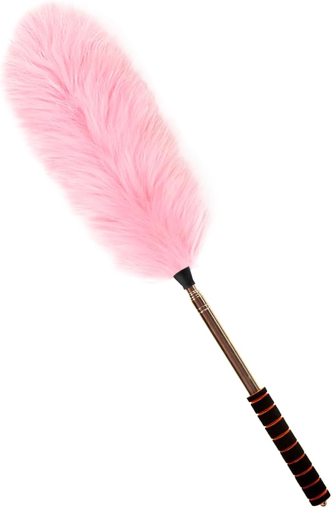 Lambs Wool Extendable Household Cleaning Duster 64" Wall Duster Cleaner with Stainless Steel Long Handle and Extension Pole for Cleaning High Ceiling Fan Interior Roof, Pink
