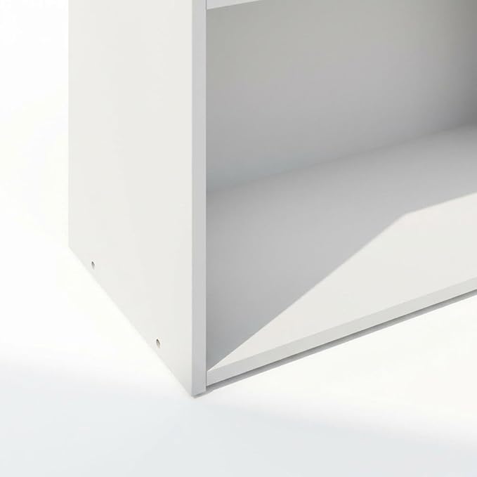 Furnifact White Bookcase with Sturdy Wood Construction, Spacious Shelving, Contemporary Style for Home Office Living Room Storage