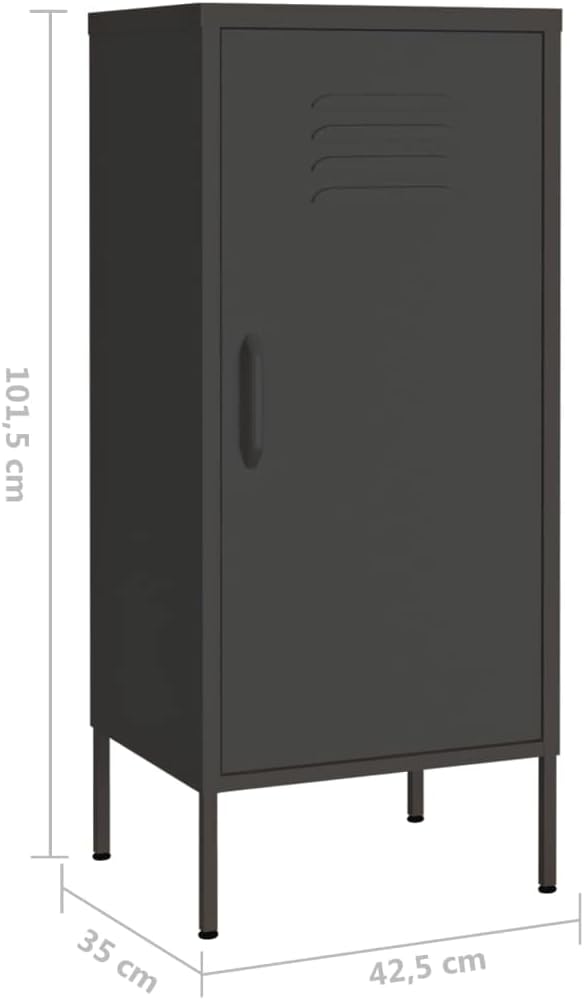 Modern Steel Storage Cabinet with Adjustable Shelves, Anthracite Matte Finish for Living Room and Office Organization, Durable Metal Construction
