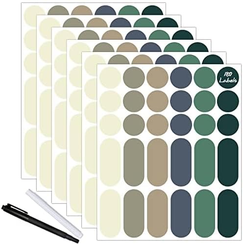 180pcs Removable Write-on Food Label Stickers with 2 Markers, Waterproof Kitchen Labels Round Colored Chalkboard Stickers for Food Storage Containers Spice Jars Bottles Home Organization