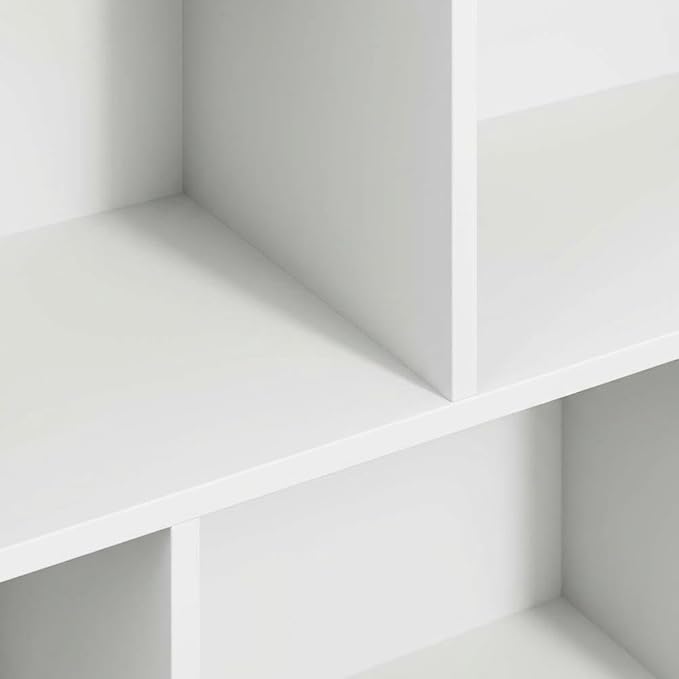 Furnifact White Bookcase with Sleek Engineered Wood Construction, Modern Design, Sturdy Shelving for Ample Storage, Ideal for Home or Office Organization