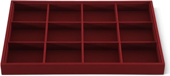Linen 12 Grid Stackable Bangle Storage Tray, Bracelet Watch Display Tray, Jewelry Shop Counter Showcase Table Top Organizers, Makeup Table Drawer Insert Jewelry Tray