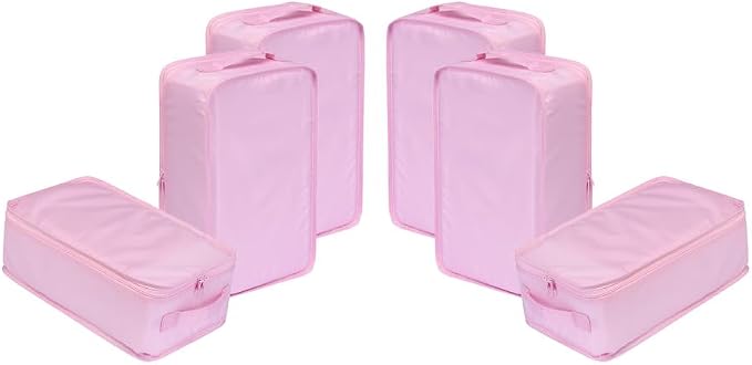 Travel Shoe Bags, Foldable Waterproof Shoe Pouches Organizer-Double Layer (6 Pink Shoe Bags)