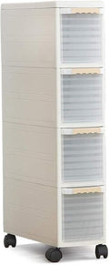 Storage Bins Sleeve Storage Cabinet, Narrow Cabinet Drawer Plastic Kitchen Locker Bathroom Bathroom Slot Rack(Khaki,3 layers)