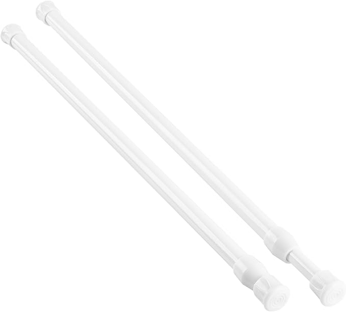 KXLife Spring Tension Curtain Rod No Drill 16-28", Adjustable, 2Pcs, White | Expandable Tension Mounted, Renter Friendly, Non-Slip Ends, for Window, RV, Closet