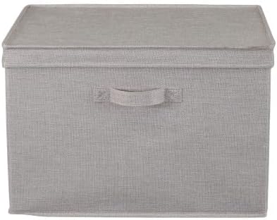 Household Essentials Large Storage Bin with Lid, Sturdy Sides and Base with Front Handle, Silver